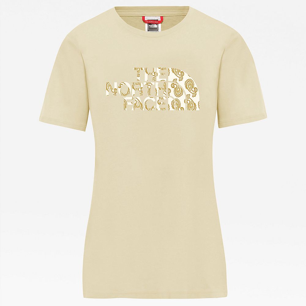 The North Face T-Shirts Womens Australia - The North Face Boyfriend Beige / Sand / Yellow Mountain (